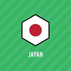 Japan flag, official national symbol in world globe map, vector illustration.