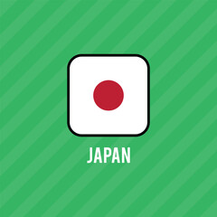 Japan flag, official national symbol in world globe map, vector illustration.
