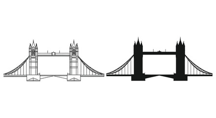 Fototapeta premium A striking depiction of tower bridge showcasing its iconic architecture in a dark silhouette