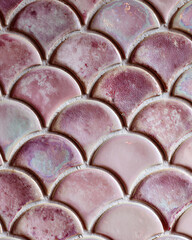Pink Mermaid Scale Tiles Texture Background for Bathroom or Kitchen Design