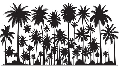 black color palm tree set silhouette vector illustration, solid white background
