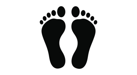 A stark representation of human footprints displaying the sole impressions as a dark silhouette