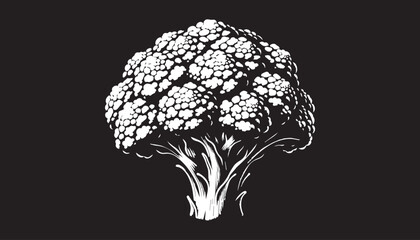 black color Broccoli silhouette vector illustration, solid white background