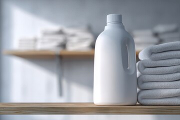 Blank White Plastic Laundry Detergent Bottle