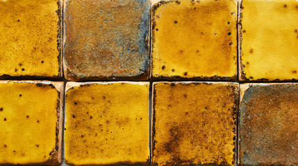 Rustic Yellow Square Ceramic Tiles Texture Background