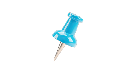 Blue Push Pin Isolated on White Background