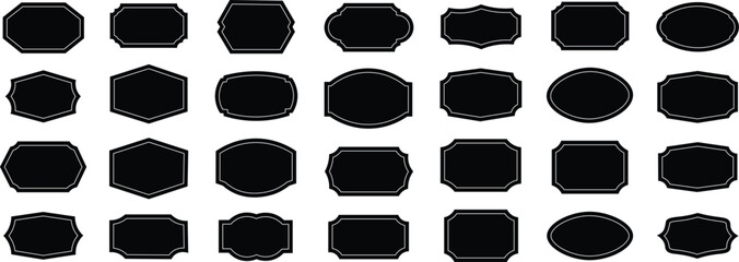 Vintage Label Shapes Vector Set. Decorative Badge Frames, Retro Borders, Blank Tag Templates