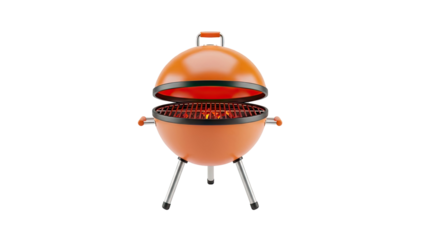 Vibrant Orange Kettle Grill with Glowing Coals