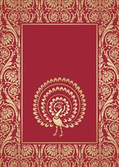 peacock, feathers ,wedding card design, royal India	