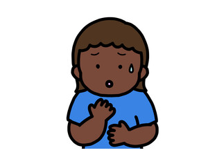 心配する　黒人の女の子