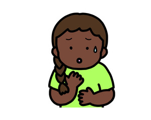 心配する　黒人の女の子