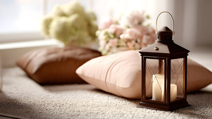 Joyful atmosphere surrounds a spacious home living area prepared for Eid celebration