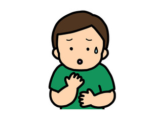 心配する　アジア人の男の子