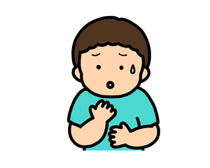 心配する　アジア人の男の子