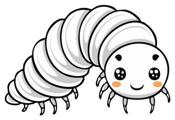 Obraz premium Chubby Cute Cartoon Grub Worm Mascot with Big Eyes and Sweet Smile