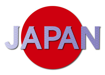 日本の国旗 日の丸と青海波模様のJAPANのテキストのイラスト