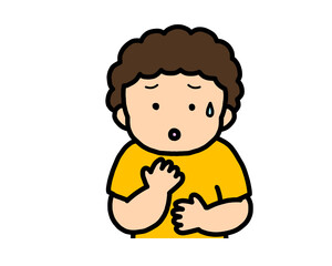 心配する　アジア人の男の子