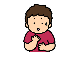 心配する　アジア人の男の子