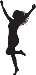 Silhouette of a woman with arms raised in celebration and joy