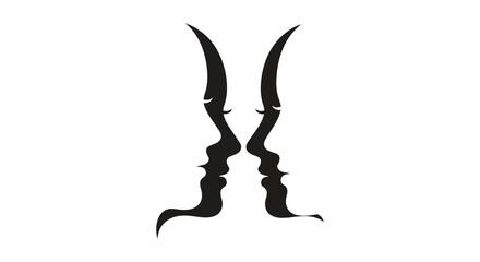 A striking visual of two facing profiles elegantly designed as a negative space silhouette © Pvect02