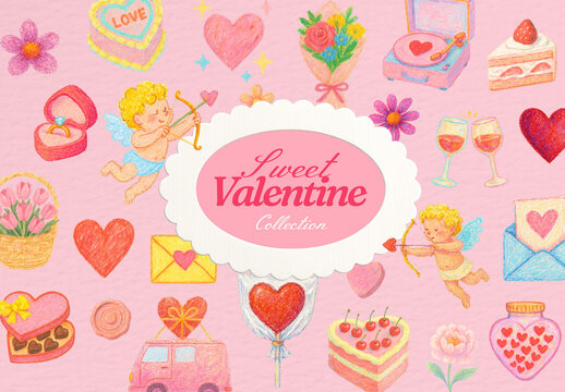 Romantic Valentine's Day Illustration Design Set