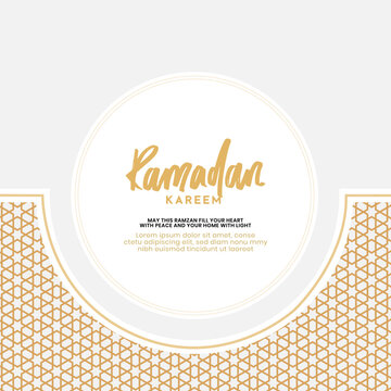 Ramadan Kareem Islamic Greeting Background with Circular Frame and Geometric Base Pattern