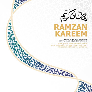 Ramzan Kareem Islamic Greeting Background with Elegant Curved Geometric Pattern