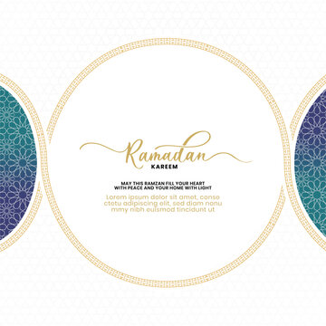 Ramadan Kareem Islamic Greeting Background with Central Circular Frame and Geometric Patterns