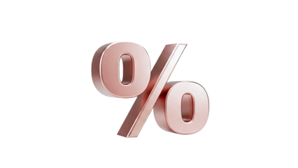 Rose Gold Percentage Symbol Isolated on White Background