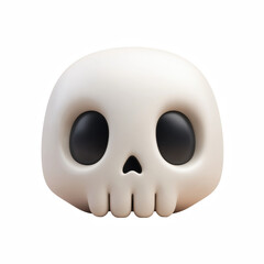 Obraz premium 3D chubby cute cartoon skull with big hollow eyes, matte finish, spooky halloween icon isolated on transparent background.