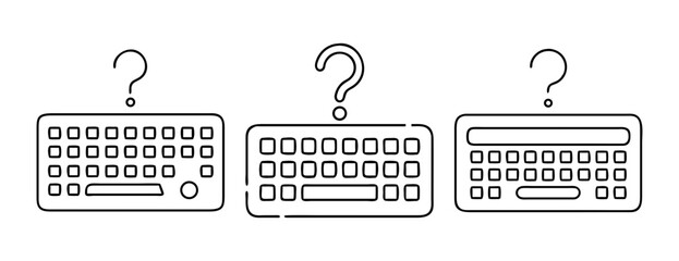 Selecting a keyboard: varied layouts with question marks icon set