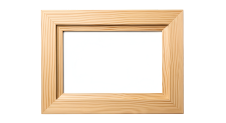 Natural Wooden Picture Frame Isolated on Transparent Background