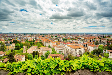 Bergamo, Italy. City view on a cloudy day.