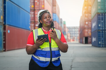 Warehouse operations manager overseeing logistics industrial dock portrait daylight leadership in action