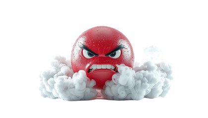 Angry Red Emoji with Steam isolated on a solid white background Png