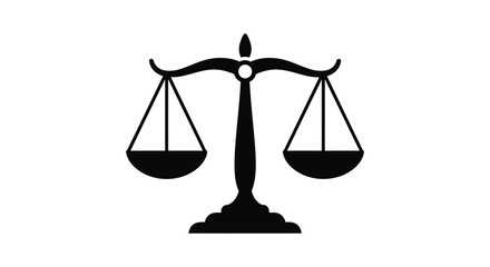 A striking black silhouette of scales of justice representing fairness impartiality and legal principles silhouette © Pvect02