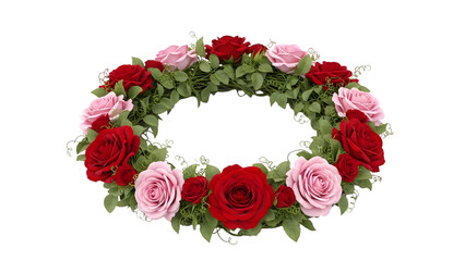 Floral heart wreath isolated on transparent background