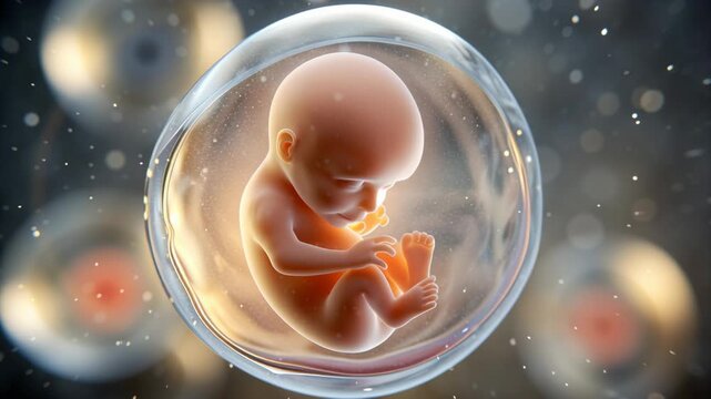 Human Embryo Concept ,Human Fetus Embryo Pregnancy Development Cell Biology Science Medical Prenatal Growth Health Anatomy Womb Genetics Reproductive