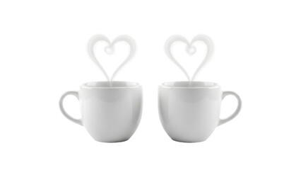 Pair of white cups isolated on transparent background