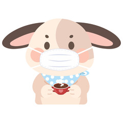 Rabibt Wearing Mask While Holding Hot Chocolate