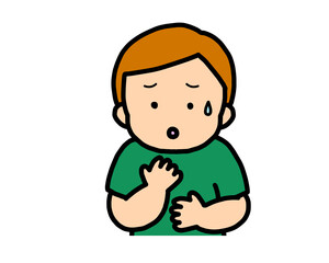 心配する　茶髪の男の子