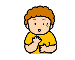 心配する　茶髪の男の子