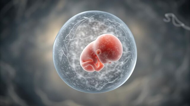 Human Embryo Concept ,Human embryo fetus cell development biology science medical prenatal growth anatomy amniotic fluid sac genetic health life