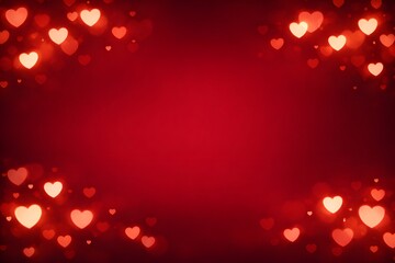 Red glowing heart bokeh background creating dreamy romantic atmosphere