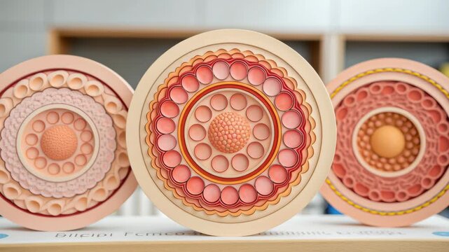 Cross section ovum cell biology anatomy science education medical reproductive detailed colorful round structure female human model texture organ