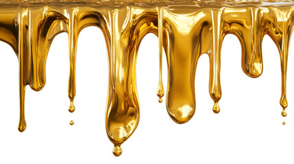 Liquid gold flowing and dripping in thick viscous streams creating an opulent and luxurious abstract texture for promotional use