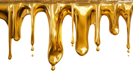 Liquid gold flowing and dripping in thick viscous streams creating an opulent and luxurious abstract texture for promotional use