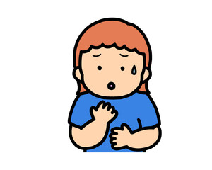 心配する　茶髪の女の子