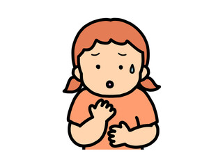 心配する　茶髪の女の子