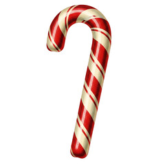 Fototapeta premium A large red and white striped candy cane against a clean white background with a shiny reflective surface.